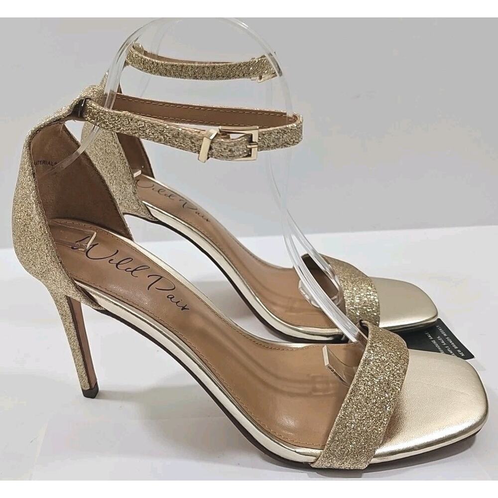 Wild Pair ~Woman Size 9.5M~ Light Gold Glitter Heel Dress Sandals NWOB
